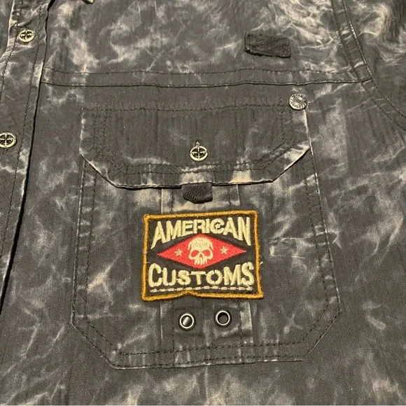 ❌SOLD❌Affliction Black Premium Buckle Mens short sleeve button skull shirt 2XL - Picture 3 of 13